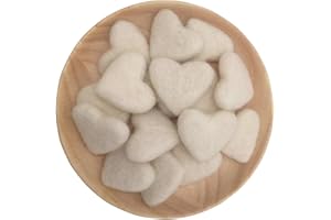 CARTSYOU Heart Shape Felt Wool Beads Balls Pom Pom Handmade DIY for Craft Dream Catcher Baby Mobile Pompom Home Decor Nursery Party Props (Beige 40mm 20pcs)
