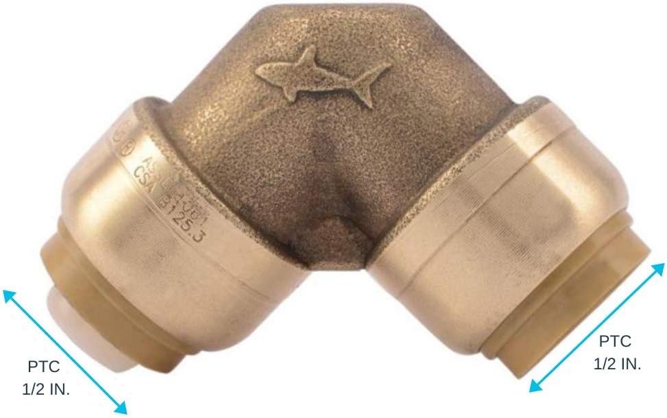 SharkBite U248LFA 90 Degree Elbow Plumbing Pipe Connector 1/2 In, PEX Fittings, Push-to-Connect, Copper, CPVC, 0.5 Inch - Pipe Fittings - 