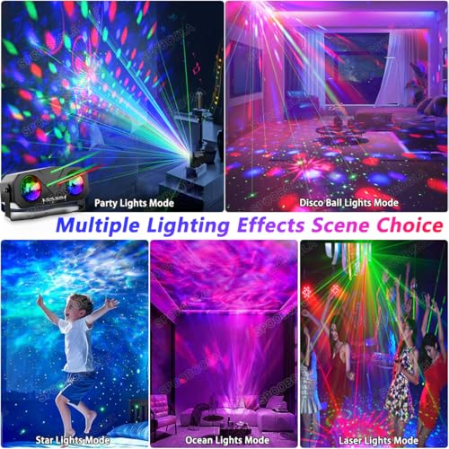 Disco Ball Light,Party Disco Strobe Ocean Star Projector Dj Dance Light Sound Activated with Remote Control Stage Rave for Parties Bar Birthday Wedding KTV Christmas Halloween Dancing Décor