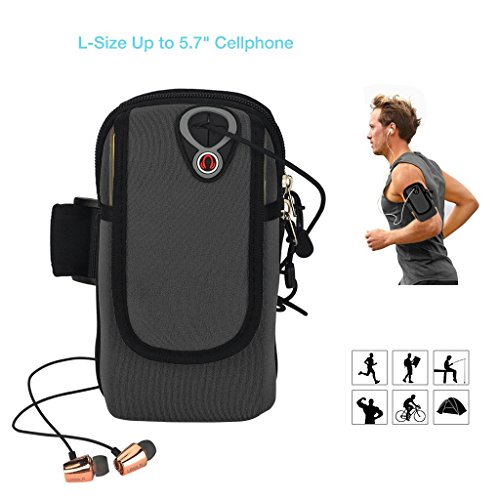 Cell Phone Sports Armband, ieGeek Sweatproof Running Armband for iPhone 7/6S/6 Plus, Galaxy S7/S6 Edge, LG, HTC, Huawei Devices Up to 5.7", Workout Multifunctional Armbag Double Pockets/Free Keychain