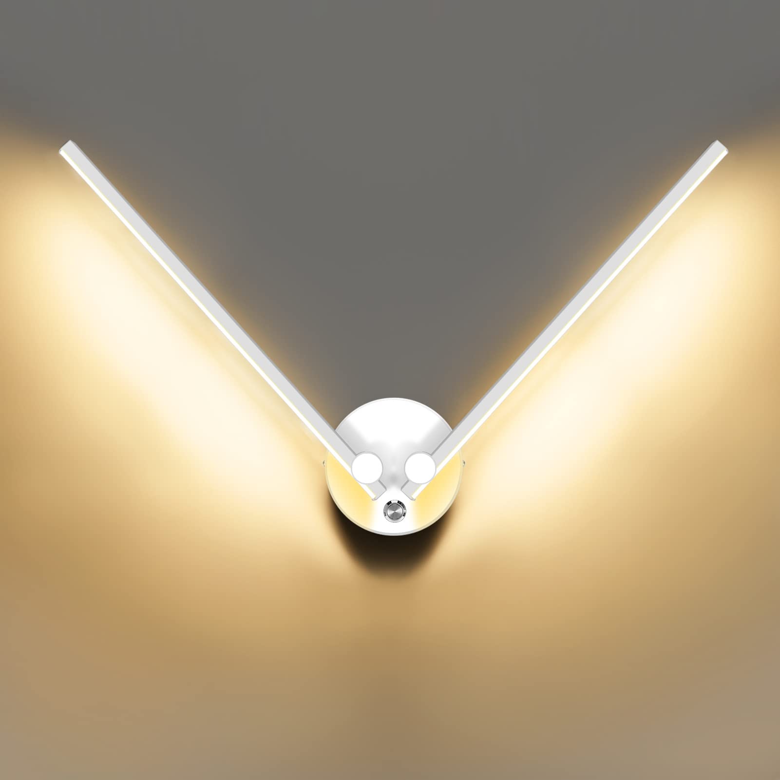 KAWELL 12W Modern LED Wall Light Bar with Switch Indoor Wall Wash Light LED Wall Lamp Bar with 300° Rotatable Lamp Arms for Bedroom Living Room Background Wall Hallway Stair Aisle