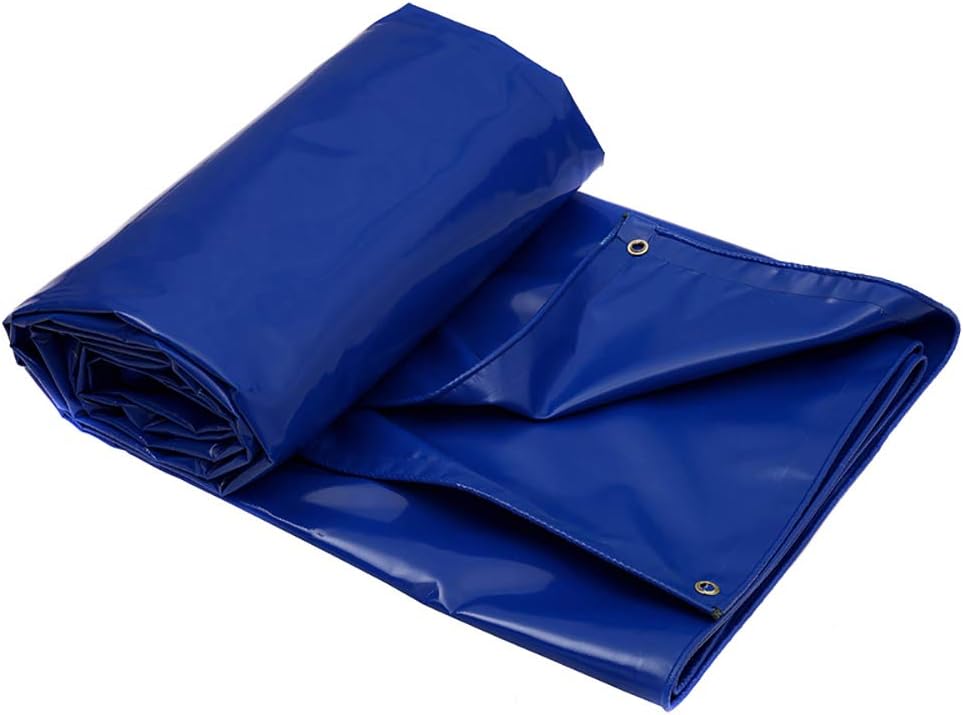 GLP Rainproof Cloth Waterproof Sunscreen Tarpaulin Thickening Outdoor Crepe Folding Fish Pond Canvas Pvc Sunshade Poncho (650g ± 20g / M² Thickness 0.6mm ± 0.2mm) (Color : Blue, Size : 8x10m)