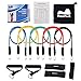Reehut Resistance Bands - 12-Piece Set Includes 5 Exercise Tubes, Door Anchor, 2 Foam Handles, 2 Ankle Straps, Manual and Carrying Case