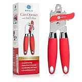Can Opener, Manual HEAVY DUTY NO-RUST Stainless Steel Tin Cans Openers, ANTI SLIP HAND GRIP, Lock & Lift-Away Lid Magnet