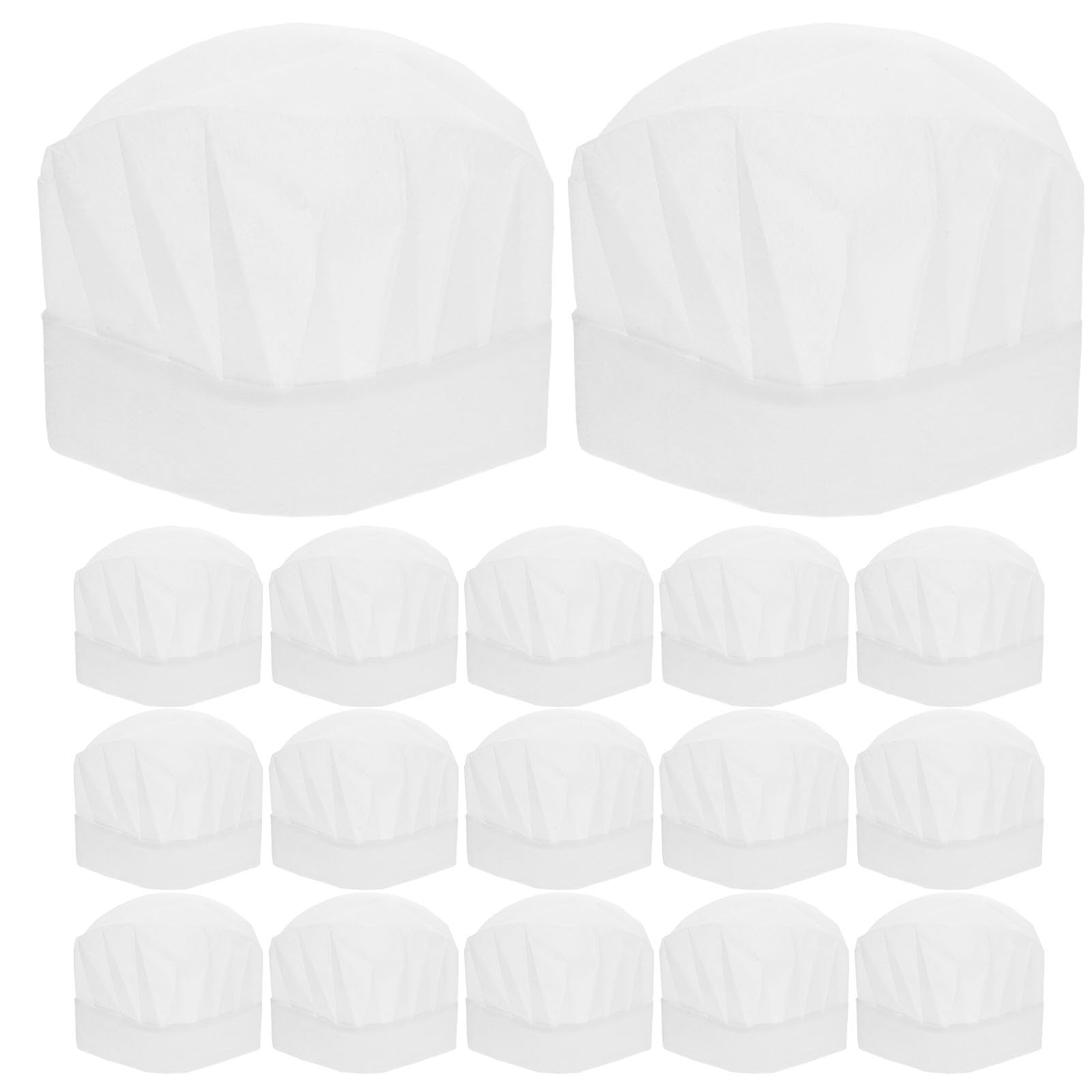 Ciieeo 20pcs Disposable Kids Paper Chef Hats White Paper Children Catering Hat Disposable Kitchen for Kids Home Kitchen Baking Pizza Party Favors (White)