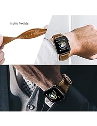 BRG - Correa de piel para Apple Watch (1.732 in, 1.654 in, con funda)