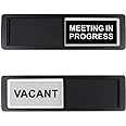 2Pieces Privacy Sign, Vacant/Meeting in Progress Sign, 7 x 2 Inch Door Sign for Office Conference, Tells Whether Room Vacant 