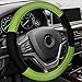 FH Group Universal Fit Modernistic and Seat Belt Pads Combo Set Steering Wheel Cover Fits Most Cars, SUVs Green