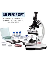 AMSCOPE KIDS Kit de microscopio biológico para principiantes, educativo, con brazo de metal, 120 x  1200 X 48 piezas + libro