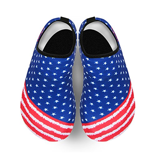 Cevinee trade; Durable Barefoot Slip-on Water Skin shoes, Anti-slip Aqua Socks, Breathable Beach Swim Surf Yoga Outdoor Soft Aquatic Shoes - US Flag XXL