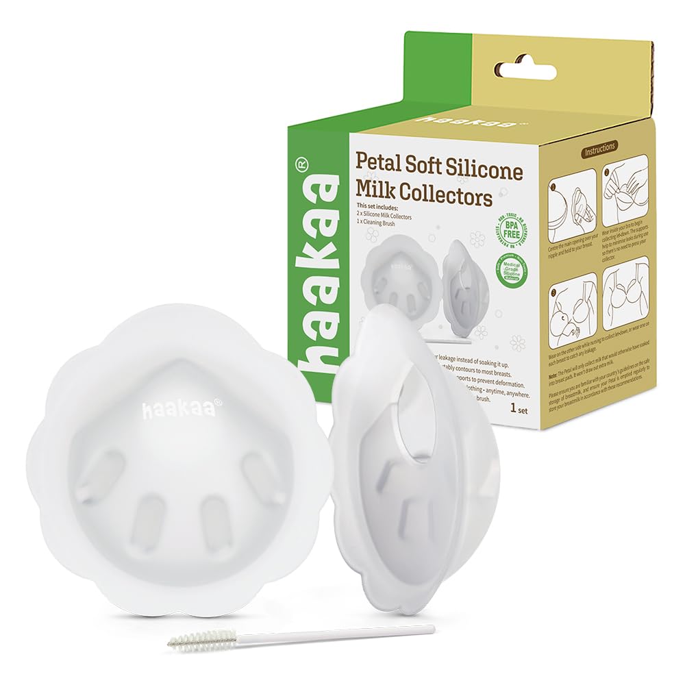 Haakaa Petal Soft Silicone Milk Collector, 1 oz 2-PK | Medical-Grade Silicone | Passive Leak Catcher for Breastfeeding