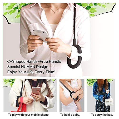 MRTLLOA Double Layer Inverted Umbrella with C-Shaped Handle, Anti-UV Waterproof Windproof Straight Umbrella for Car Rain Outdoor Use