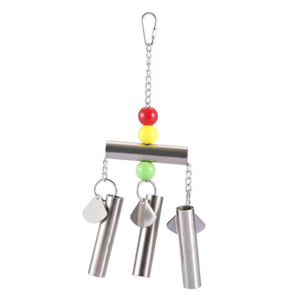 Parrot Chew Toy, Stainless Steel Bell Swing Toys Bird Standing Toy Cage Hanging Decor Toys for Parrots Small Medium Large Models arakeets Cockatiels Conures 10.2×3.1 inch