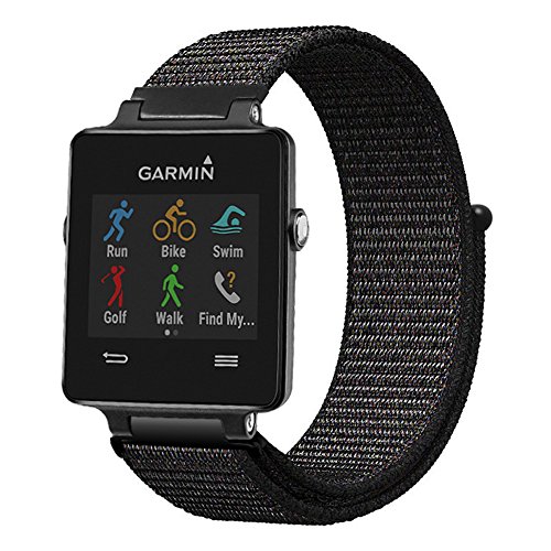 C2D JOY Garmin Sport Loop Replacement Bands (2018 Sport Loop Watch Band for Garmin Vivoactive Sports GPS Smart Watch No Buckle Needed, Black(5.2-8.2in)