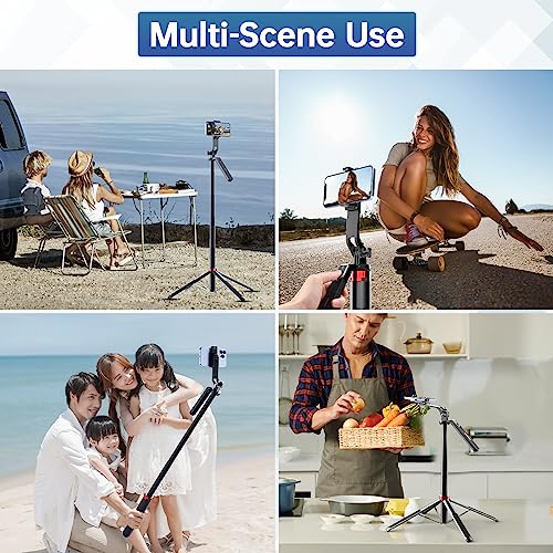 ULANZI MA09 Extendable Phone Tripod, 71" Selfie Stick Phone Vlog Tripod Stand Quadrapod with All in 1 Phone Clip, Travel Tripod Phone Holder with Rechargeable Remote