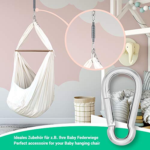 everlar® Karabiner Doppelpack I 7mm S, 180kg I Sicheres & Einfaches Befestigen von Boxsack, Schwenkgrill, Sonnensegel… – Bild 6