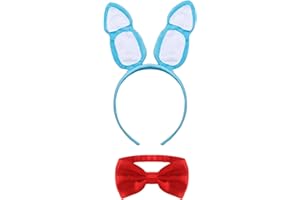 NEZLOP 2Pcs Bunny Costume Accessories Set Rabbit Bunny Ears Headband Red Bow Tie for Halloween Cosplay Dress Up