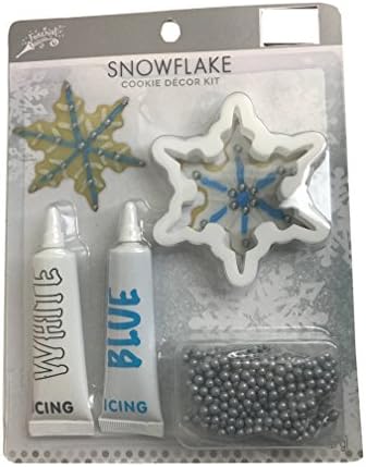 Snowflake Cookie Decorating Kit, Includes Cookie Cutter, White Icing, Blue Icing, and Edible Silver Beads
