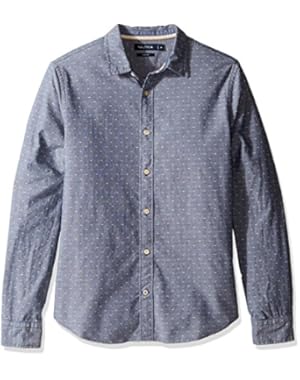 Men's Long Sleeve Slim Fit Printed Button Down Shirt