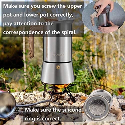 Stainless Steel Stovetop Espresso Coffee Maker 6cups Espresso Pot
