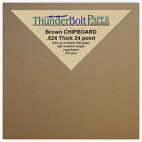 100 Sheets Chipboard 24pt (point) 4 X 4 Inches Light Medium Weight Small Square Card Size .024 Caliper Thick Cardboard Craft Packaging Brown Kraft Paper Board