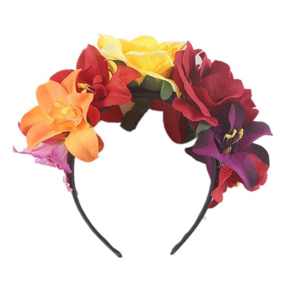 Bamboopack Women's Flower Headband, Mexican Style Hairband, Hair Garland, Hair Accessories for Halloween, Carnival, Parties, Stage Performances, 1 pcs per order, Adjustable