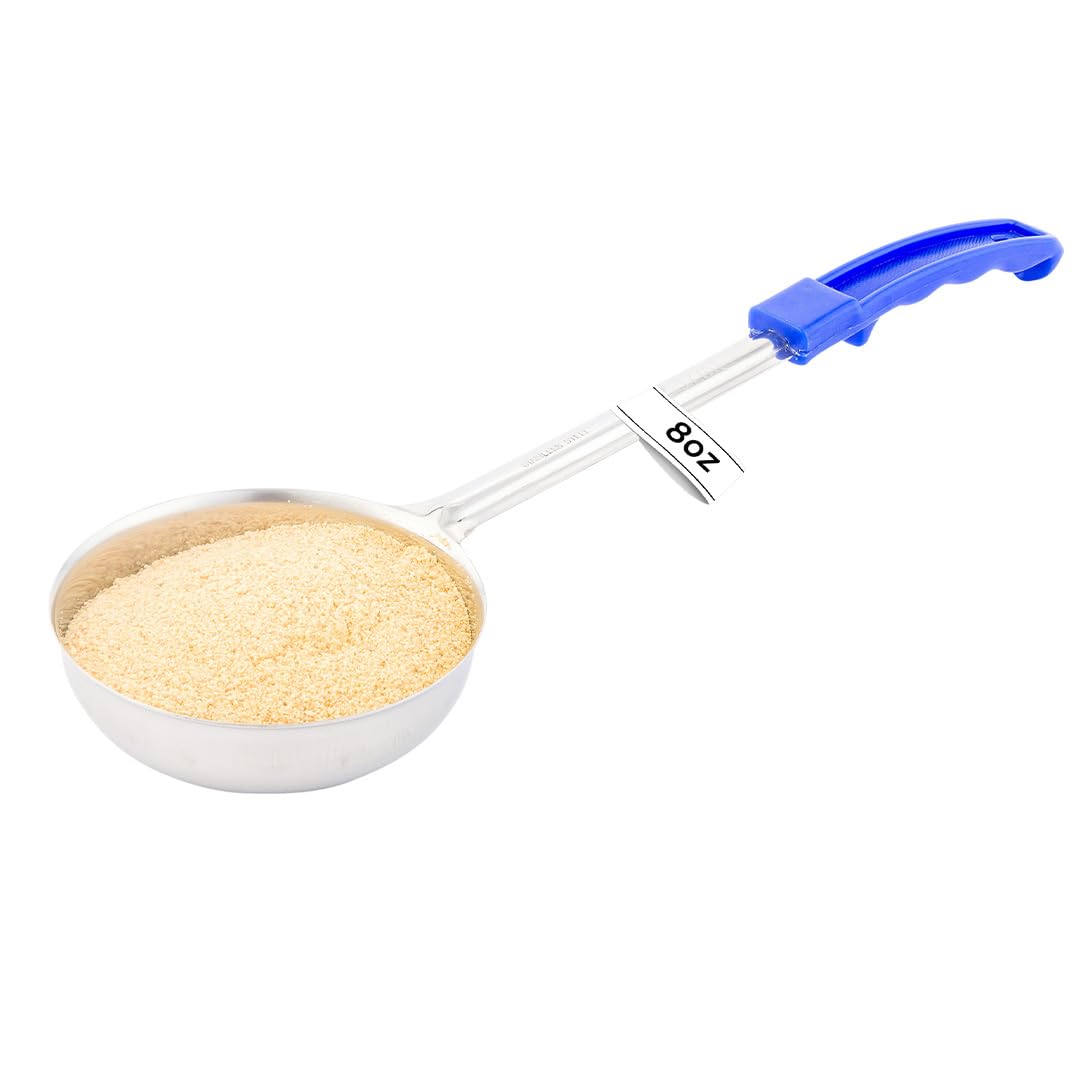 Restaurantware RWT0140 Met Lux Solid Spoodle 8 Ounces Blue Handle 1 Count Box, Stainless Steel