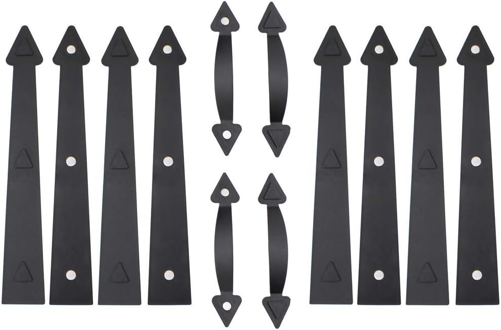 Black 2 Set of 8 Hinges 4 Handles for 2 Car House Garage