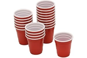 60 ml. Mini Red Disposable Shot Glasses - [30 Count] 2 oz. Plastic Shot Cups, Jello Shots, Perfect Size for Serving Condiment