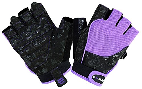 EMRAH Gym Weight Lifting Gloves Women Workout Fitness Ladies Bodybuilding Crossfit Breathable Powerlifting Wrist Support Strength Training Exercise (Purple, M (Fits 6.88 - 7.36 Inches))