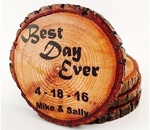 Best Day Ever Customized Wedding Wood Drink and Beverage Coasters (4-Pack or 6-Pack)