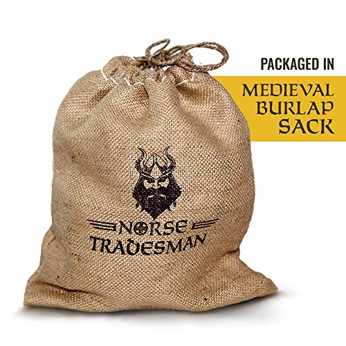 Norse Tradesman 18" Authentic Ox-Horn Viking Drinking Horn w/Genuine Leather Belt Holster | Burlap Gift Sack Included |"The Journeyman", Polished, 18-Inch