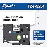 Brother Genuine P-touch TZE-S251 Tape, 1" (0.94") Wide Extra-Strength Adhesive Laminated Tape, Black on White, Laminated for Indoor or Outdoor Use, Water-Resistant, 0.94" x 26.2' (24mm x 8M), TZES251