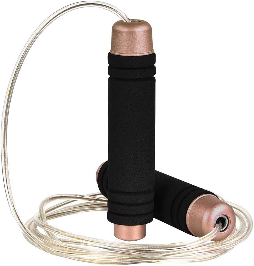 MoutainKing Crossfit Weighted Jump Rope Adjustable up to 9.5ft for Women, Men and Kids, Speed Skipping Rope for Cardio, Workout and Fitness Training, Comfortable Foam Handles with PVC Steel Cable