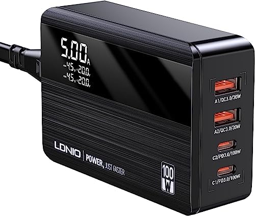 Creative 100W GAN Charger 4-Port USB GAN Cargador De Pared Con PPS, PD 3.0 Y QC 4.0+ Para Teléfonos Y Ordenadores Portátiles, Un Enchufe De CA De La UE Intercambiable Incluido