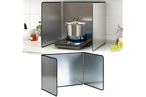 KOBSAINF 3 Sided Splatter Guard,Foldable Stainless Steel Oil Splatter Screens for Frying, Splash Insulation Board,Nonstick Oi