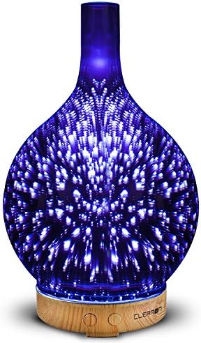 3D Glass Essential Oil Diffuser - Ultrasonic Aroma Scent Diffuser - Cool Mist Electric Humidifier with Color Changing LED Night Lights - for Aromatherapy and Olive Coconut oil - by Clearon (D-027B)