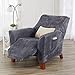 Modern Velvet Plush Recliner Slipcover. Strapless One Piece Stretch Recliner Cover. Recliner Cover for Living Room. Magnolia Collection Slipcover. (Recliner, Grey - Solid)