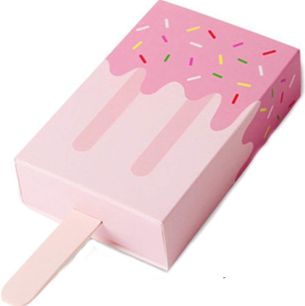 Candy Color Lovely Shape Candy Popsicle Folding Paper Box Cartoon Drawer Gift Boxes (PINK)