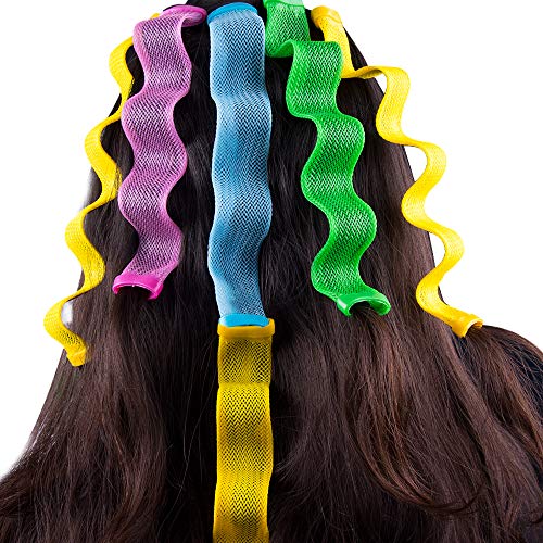 Duufin 60 Pcs Wave Hair Curler Rollers Heatless Water Ripple Curlers Magic Hair Rollers DIY Hair Style Tools Set for Women and Girls (Bonus: 2 Pcs Hooks)