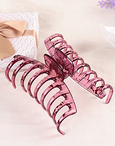 Prettyou 4.3" Large Plastic Resin Hair Claw Clip for Women, 2 Count. (SET2)