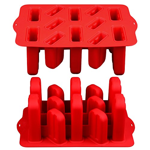 Clearance Sale - Silicone Popsicle Molds Set, 12-Cavity Homemade Ice Pops for Kids, 50 Pcs Wooden Sticks, Nonstick & BPA Free, Red - Thumbnail 2
