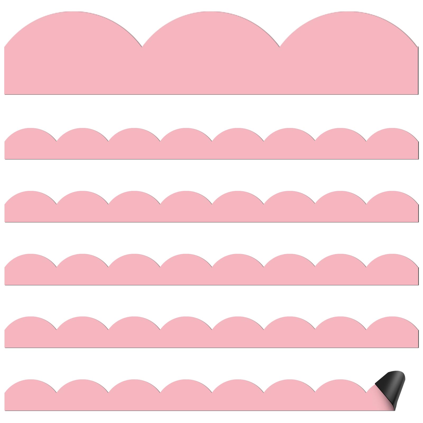 Photo 1 of Mooliwe 24 Pcs Magnetic Borders for Classroom Bulletin Board Scalloped Magnetic Whiteboard Classroom Strips for School Chalkboard Trim Office Decoration(Dusty Rose)