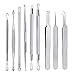 Blackhead Remover Tool, Aooeou Professional Pimple Popper Tool Kit - Easy Removal for Blemish, Whitehead Popping, Zit Removing for Risk Free Nose Face, Anti-slip Coating Handle (b-silver)