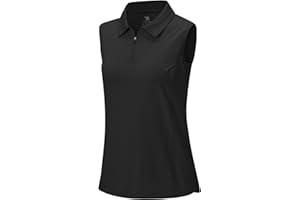 BGOWATU Women's Sleeveless Golf Polo Shirts 1/4 Zip Tennis Tank Tops with Collar UV Protection Quick Dry