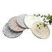 POPU Round Cotton Braided Table Place Mats Braided Coaster Non-Slip Placemats Table Mats Set of 5 for Cups Dining Kitchen Washable Small