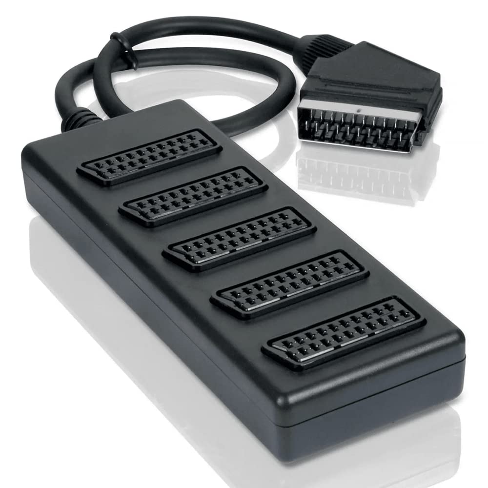 scart plug to 5 scart socket adaptor - 0.5m cable