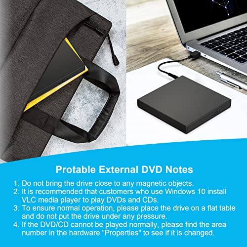Blingco External CD DVD Drive, USB 2.0 Slim Protable External CD-RW Drive DVD-RW Burner Writer Player for Laptop Notebook PC Desktop Computer, Black