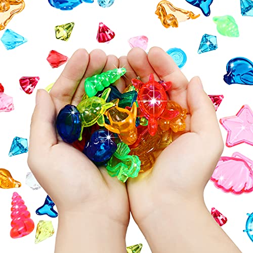 60 Pieces Dive Gem Pool Toys, Colorful Sinking Diving Gems Dive