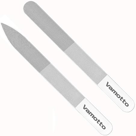 Amazon Vamotto 2本セット ガラス爪やすり 爪磨き ケース付き ネイル ファイル 水洗い 爪やすり 爪磨き ガラス製 つめみがき ネイルケア 携帯用 革ケース付 ガラス とがった丸型2本セット ネイルケア 爪 ピカピカ ネイル やすり バッファー シャイナー 男性 女性